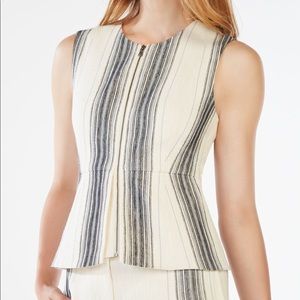 BCBGMAXAZRIA Abrielle Striped Peplum Top XXS